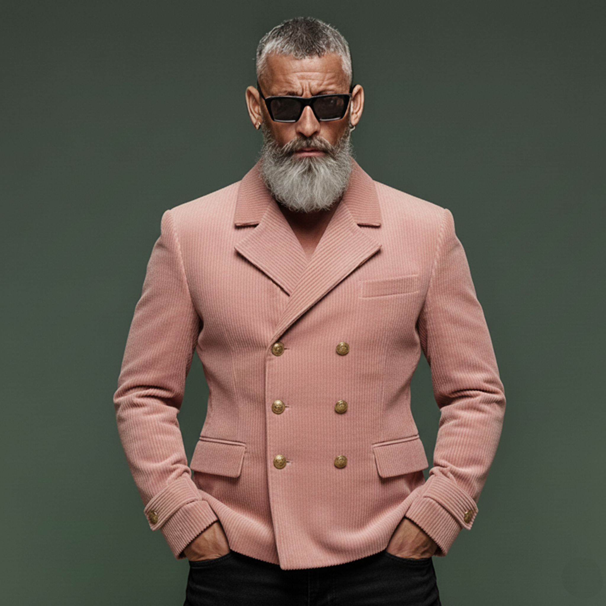 Men's Classic Retro Pink Corduroy Double-breasted Jacket Men's Classic Retro Pink Corduroy Double-breasted Jacket MTA1538K5K