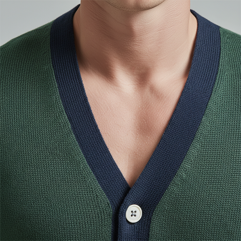 Men's Winter Fashion Contrast Color Cotton Yarn Knitted Thin Cardigan MTA2284J8P