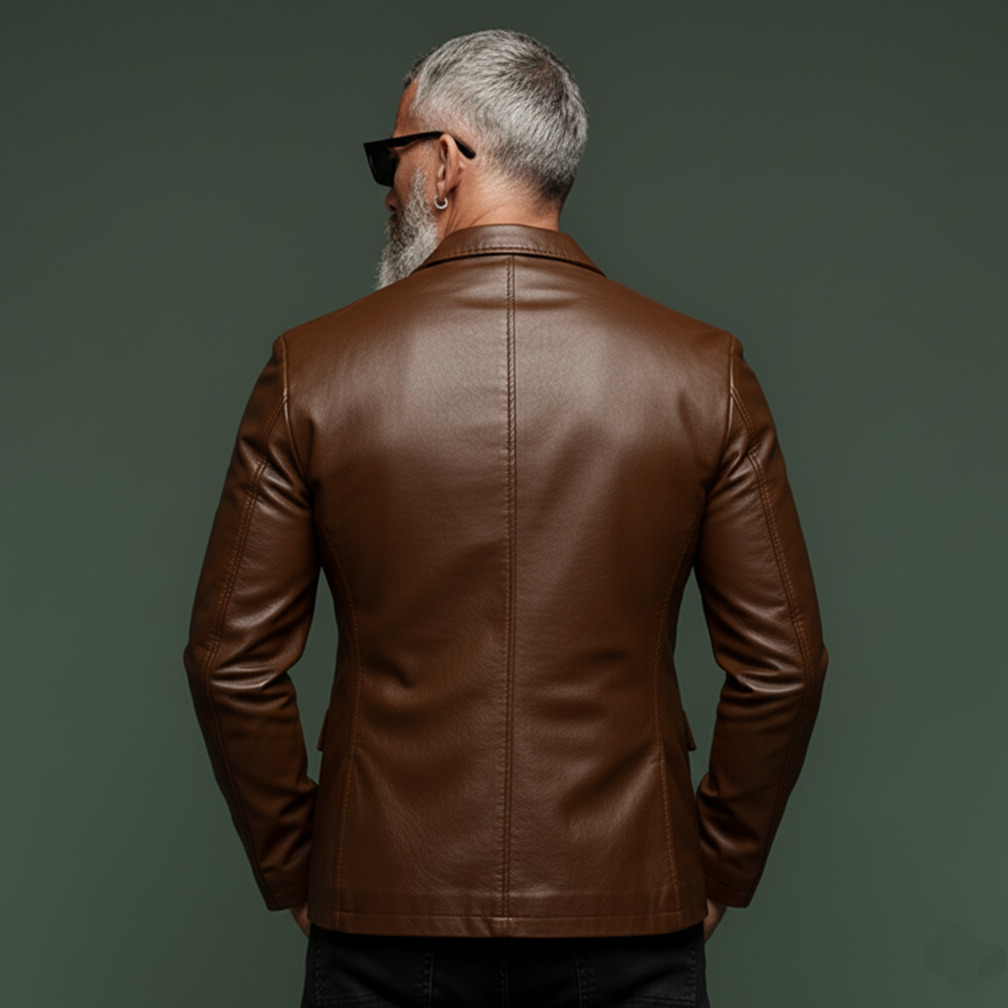 Men's Classic Retro Single-breasted PU Leather Slim-fit Blazer MTA2570K6K