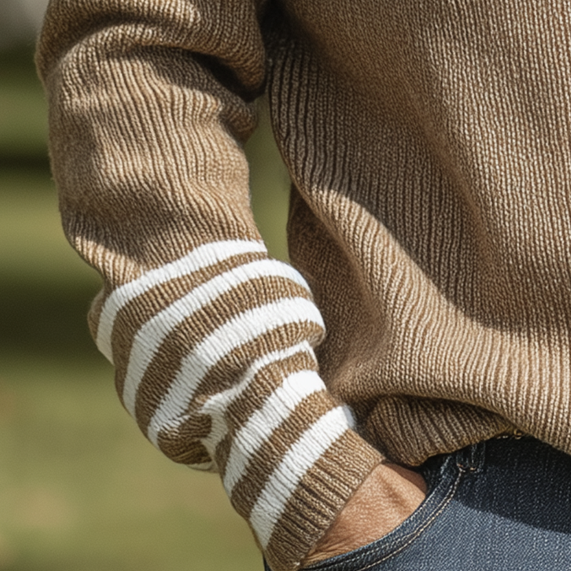 Men's Simple Winter-style Stand-up Collar Cotton Knitted Sweater MTA1850I4P