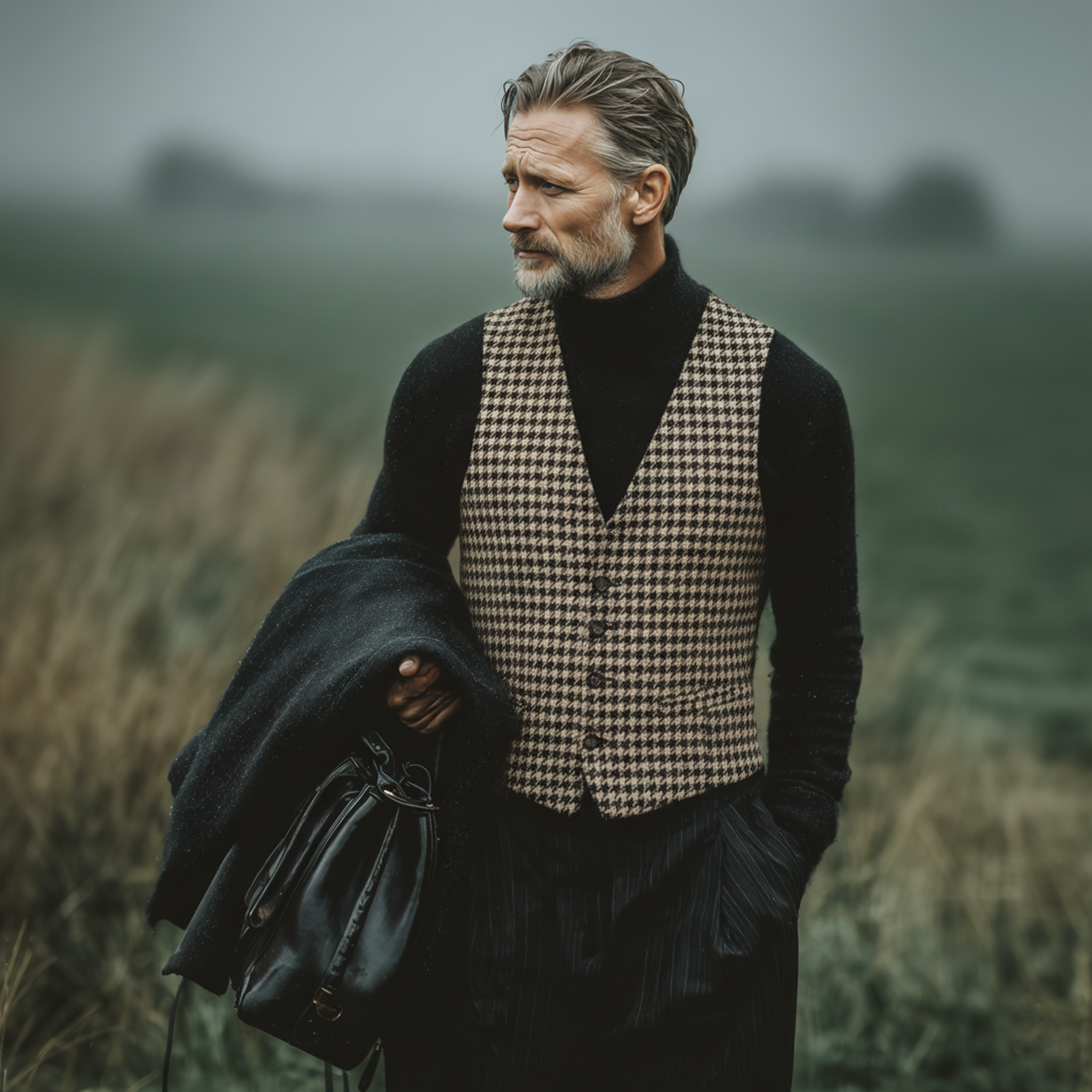 Men's Classic Business And Casual Faux Houndstooth Vest MTA3000J9K