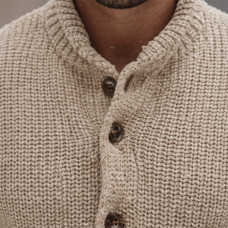 Men's Winter Simple Cotton Yarn Knitted Button Cardigan MTA2883K4P