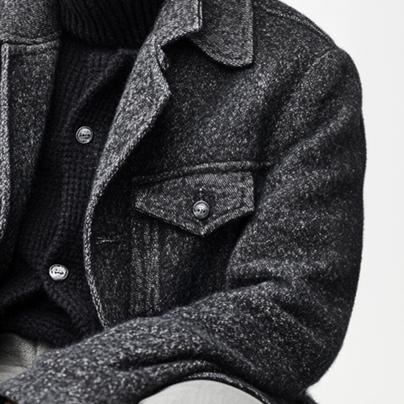 Men's Cotton Blend Lapel Multi-pocket Mid-length Coat MTA1540K8X