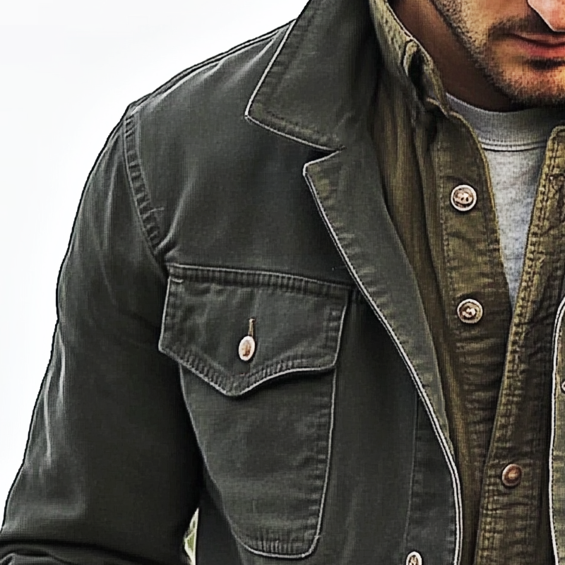 Men's Vintage Faded Button-Down Denim Jacket MTA0479I3U
