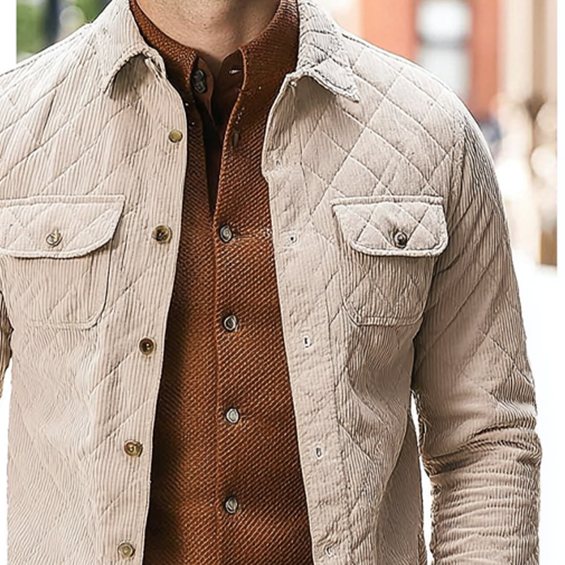 Men's Corduroy Quilted Lapel Single-Breasted Jacket MTA1619H9X