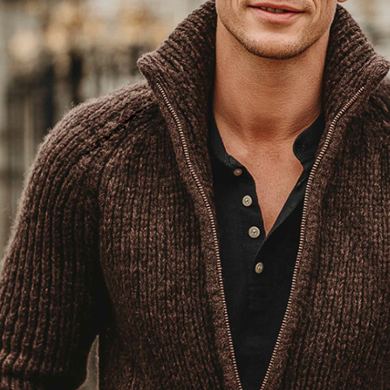 Men's Retro Casual Knit Zipper Cardigan MTA2138J1TO