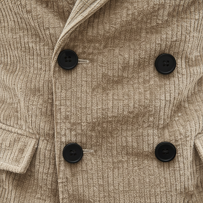 Men's Winter Retro Corduroy Double-Breasted Warm Jacket MTA1358K0P