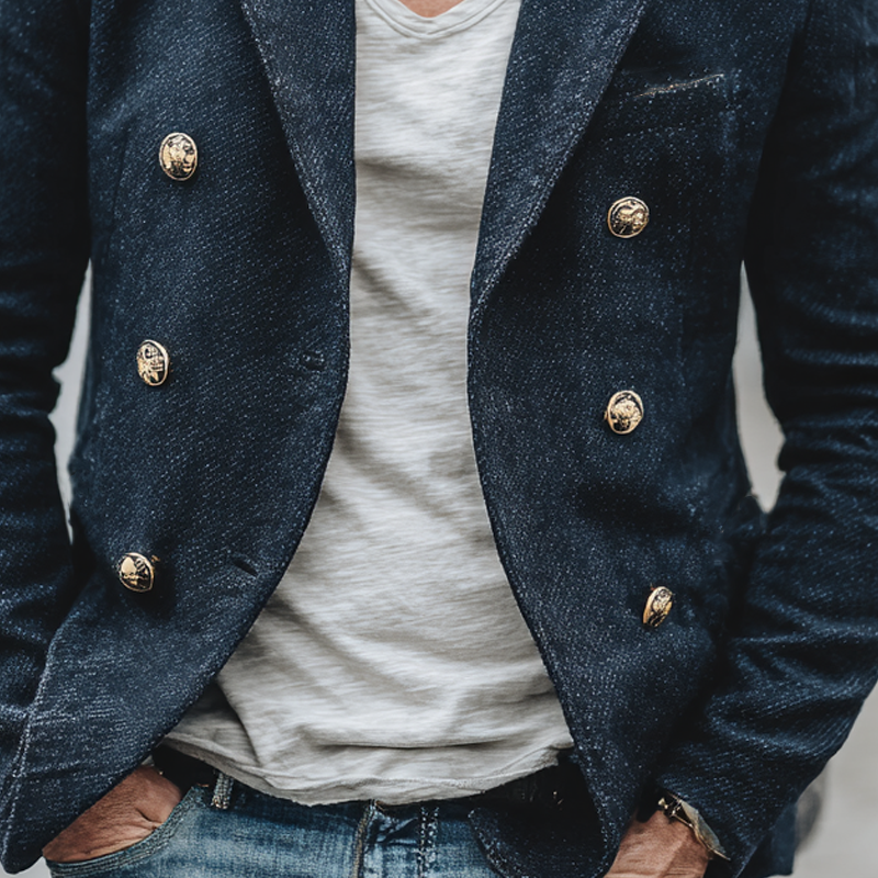 Men's Lapel Washed Denim Jacket MTA2928K6X