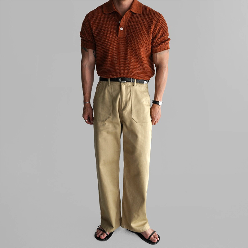 Men's Fashion Solid Color Straight Casual Pants MTA1639E4Z