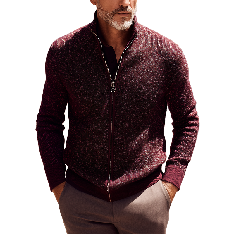 Men's Vintage Heather Zippered Knit Jacket MTA0568H8P