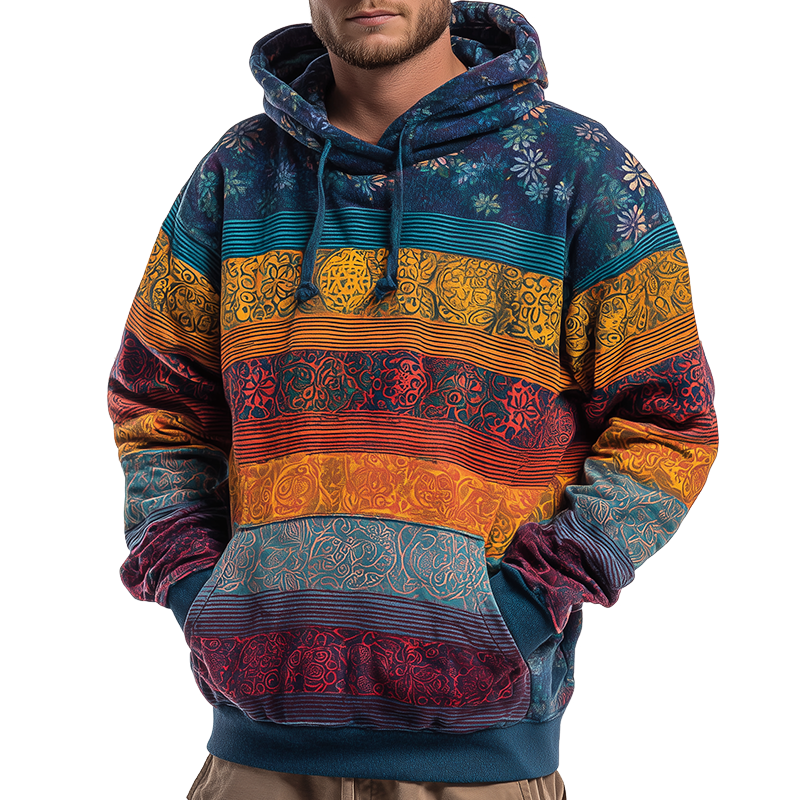 Men's Retro Casual Hippie Print Hoodie MTA0798H5TO