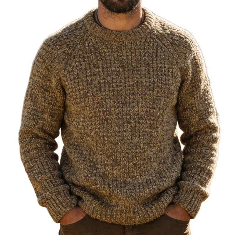 Men's Retro Casual Knit Crew Neck Sweater MTA1237L3TO