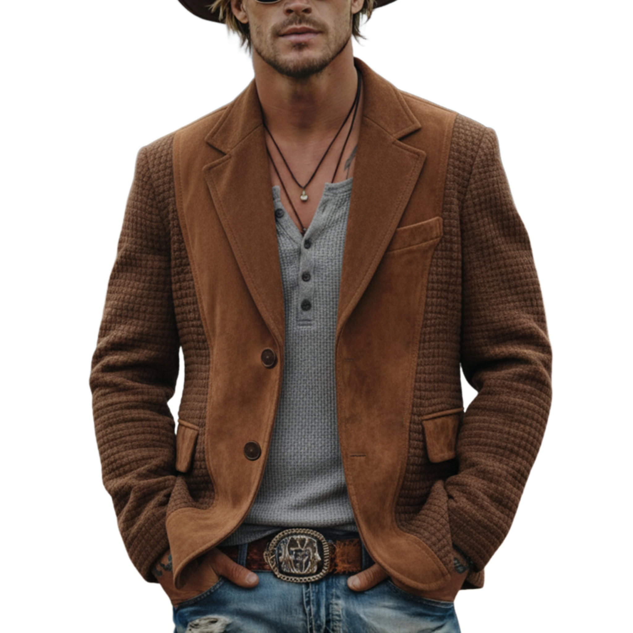 Men's Classic Vintage Western-style Faux Suede Single-breasted Blazer MTA0862L4K