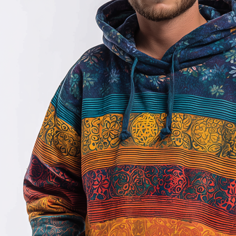 Men's Retro Casual Hippie Print Hoodie MTA0798H5TO