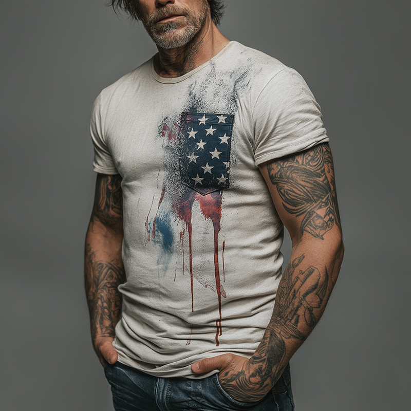 Men's Vintage Printed Cotton Short Sleeve T-Shirt MTA1874G9P