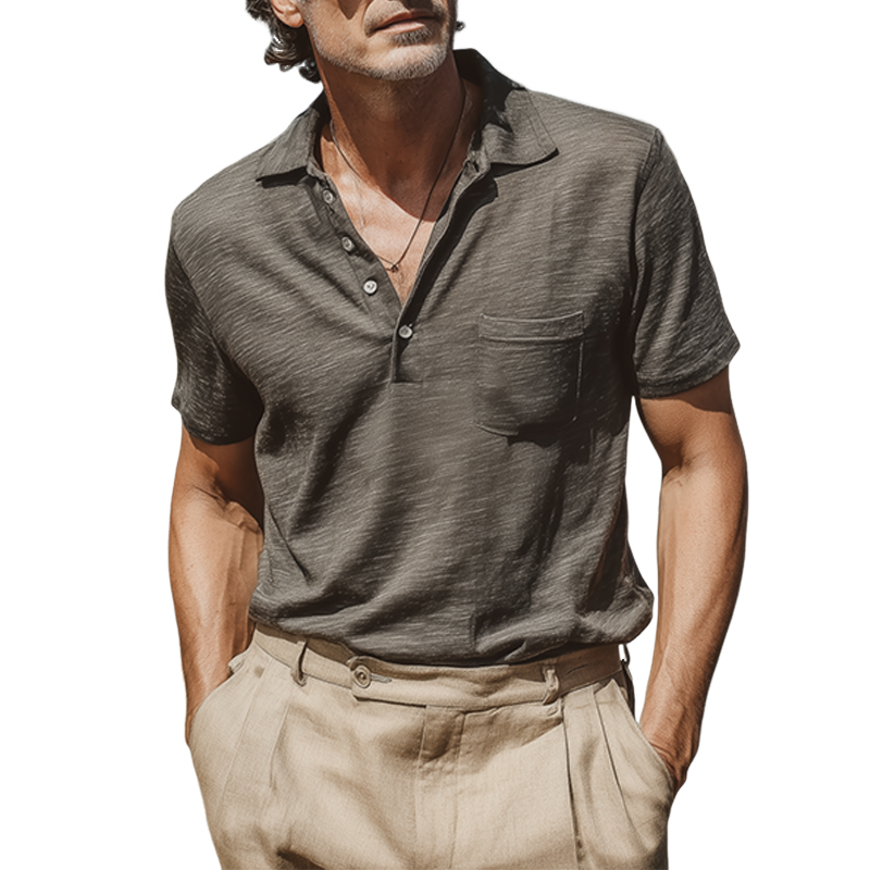 Men's Spring And Summer Fashion Casual Bamboo Cotton Comfortable Breathable Short-sleeved Polo Shirt MTA1129G9K