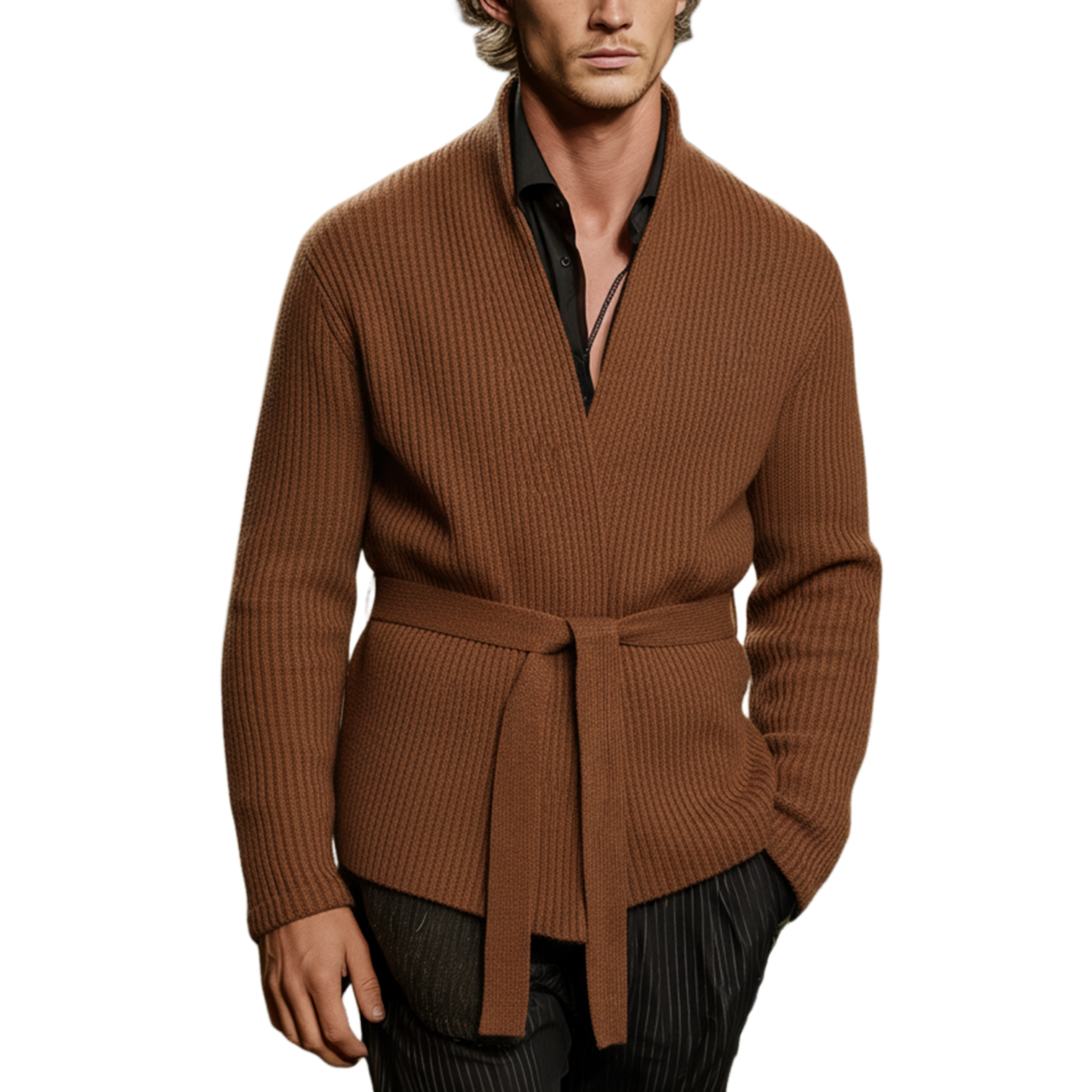 Men's Classic Retro Belted Knit Cardigan MTA0701K2K