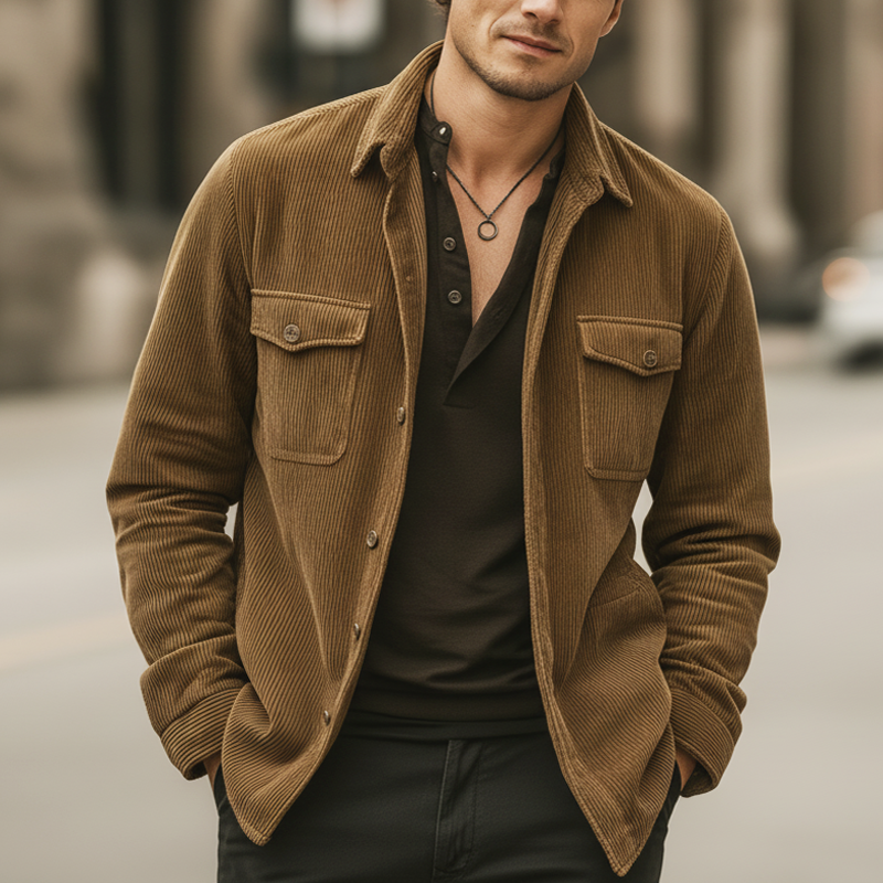 Men's Classic Urban Corduroy Long-sleeved Shirt MTA1720L0U