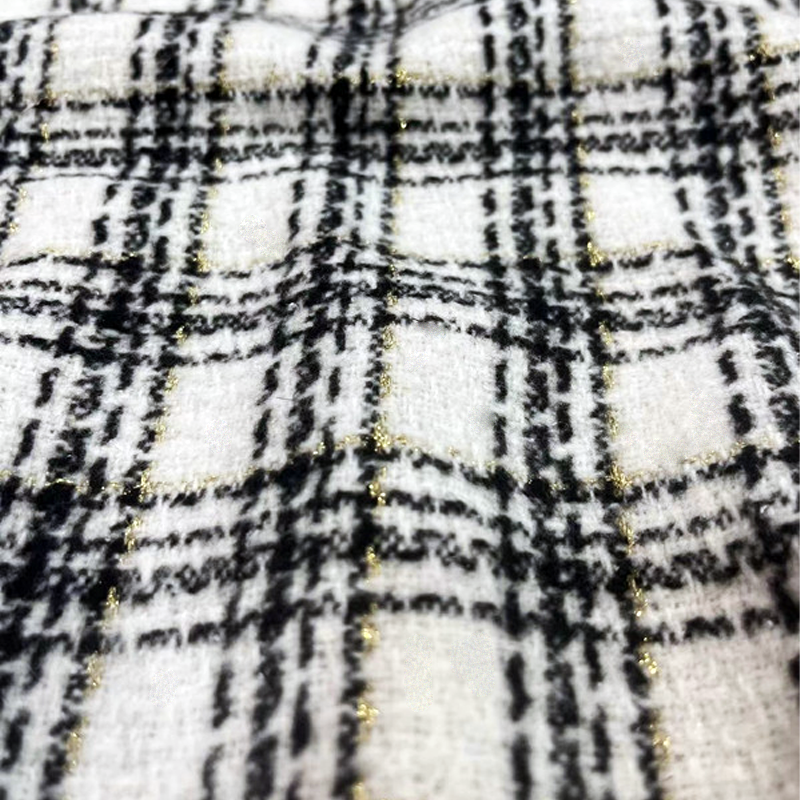 Men's Retro Elegant White Check Gold Thread Tweed Two-Button Single-vent Blazer MTA1238L9U