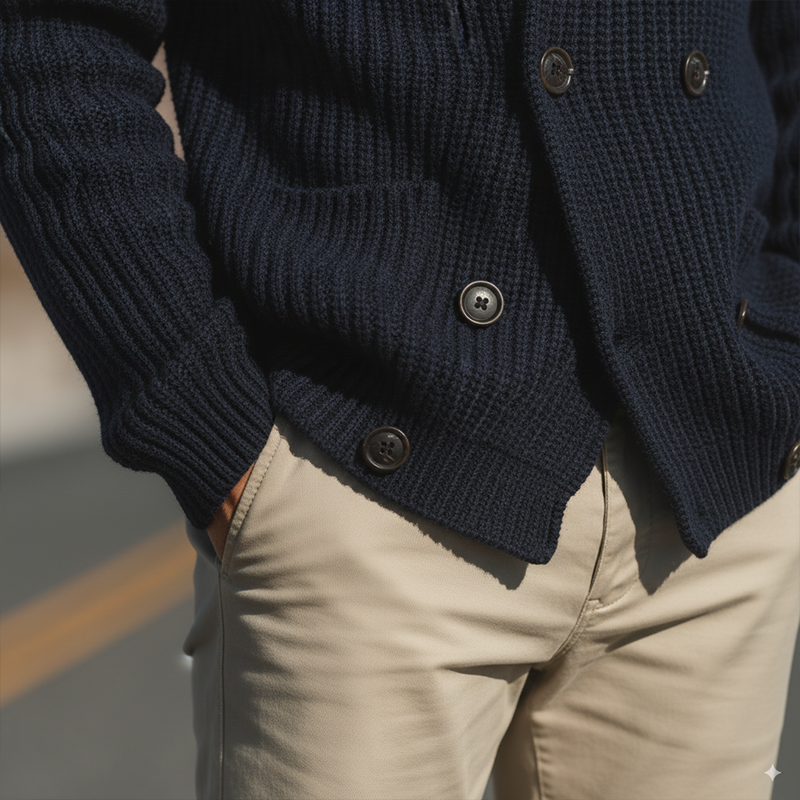 Men's Autumn And Winter Fashion Double-breasted Cotton Yarn Knitted Cardigan MTA2325I7P