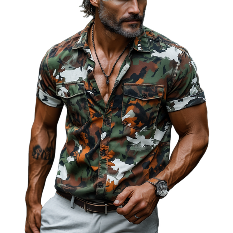 Men's Summer Classic Camouflage Short Sleeve Shirt MTA0795F0U