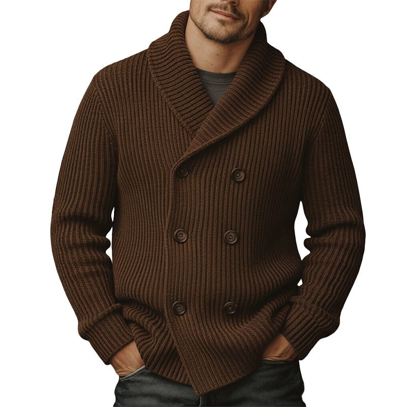 Men's Winter Fashion Double-breasted Cotton Knitted Casual Cardigan MTA2240J3P