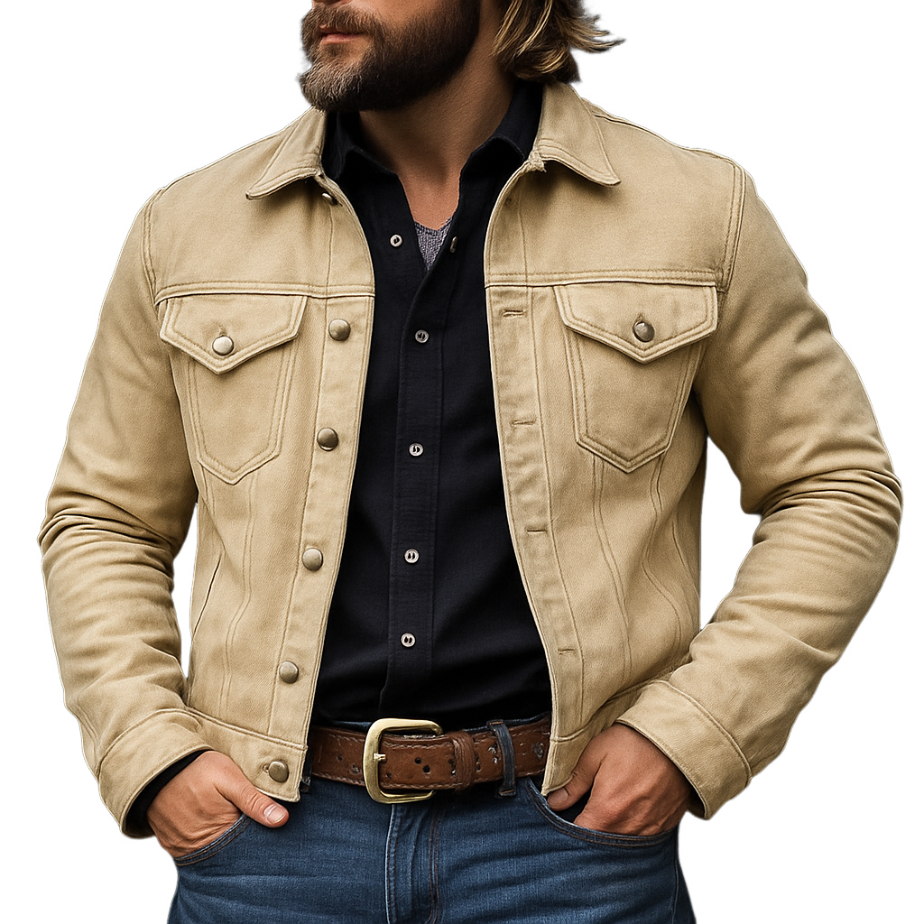 Men's Solid Faux Suede Lapel Jacket MTA2034H5X