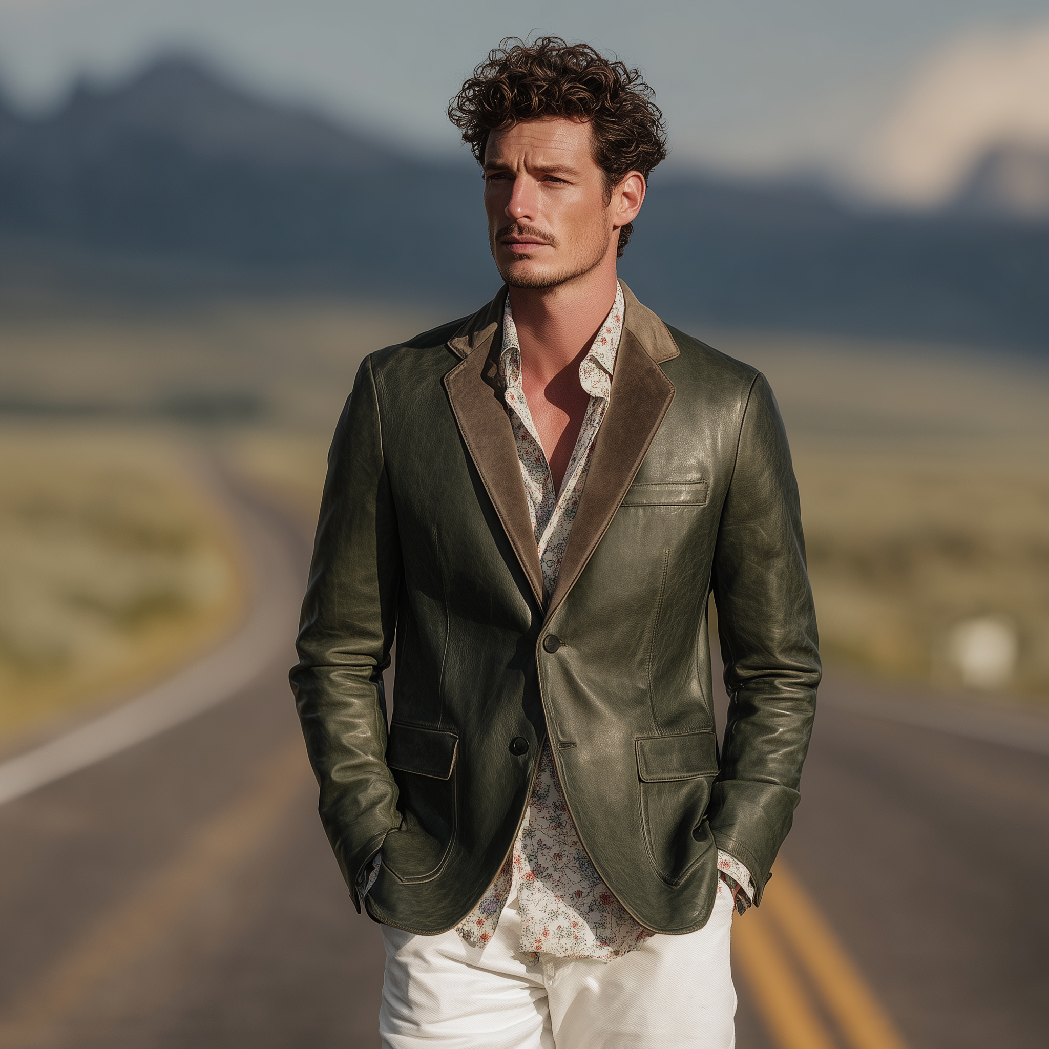 Men's Classic Casual Collar Stitching Suede Single-breasted PU Leather Blazer MTA2949H8K