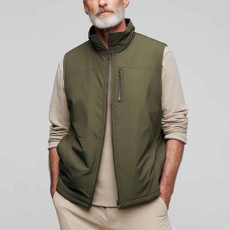 Men's Simple Solid Color Blended Double-head Zipper Vest MTA0563H2P