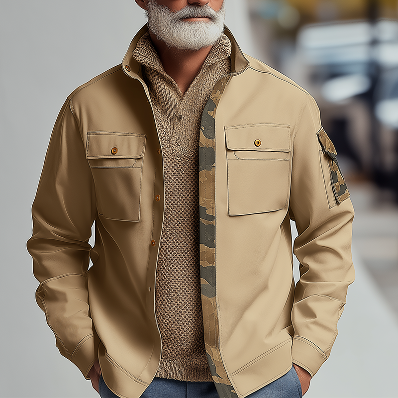 Men's Vintage Camouflage Cotton Blend Panel Jacket MTA1123H4P