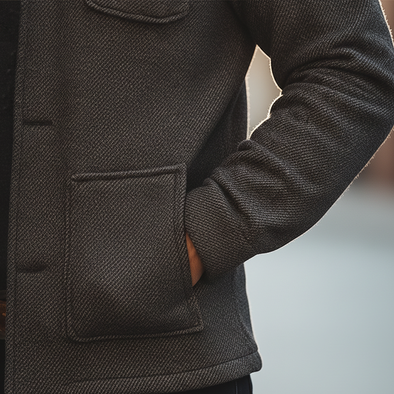 Men's Winter Retro Twill Faux Wool Hooded Jacket MTA0531K9P