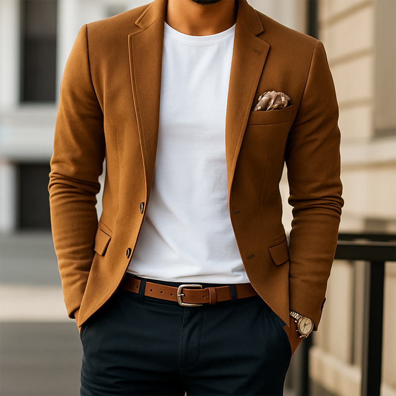 Men's Business Two-Button Notched Lapel Suede Blazer MTA1354H0U