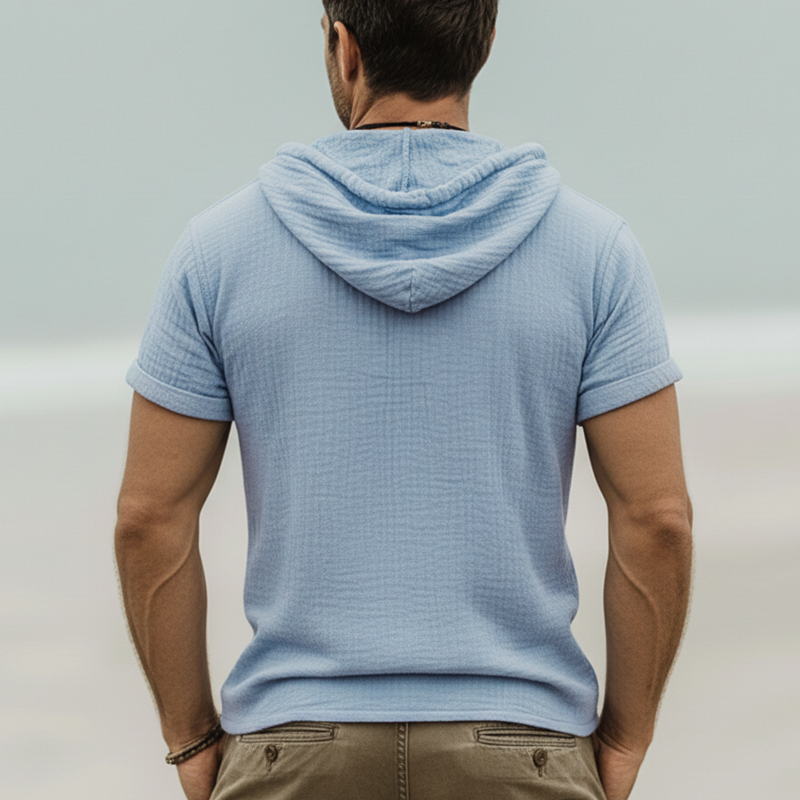 Men's Summer Urban Textured Hooded Short-Sleeved T-shirt MTZ0930B4U