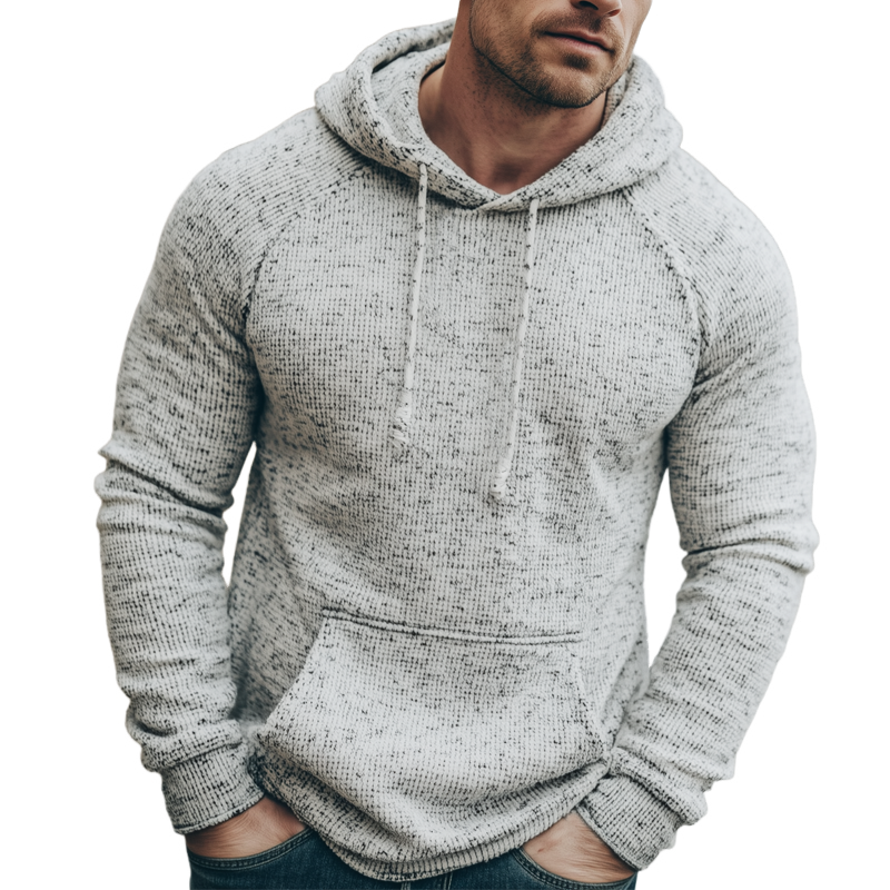 Men's Classic Casual Mottled Knit Slim Fit Hoodie MTA0345K9U