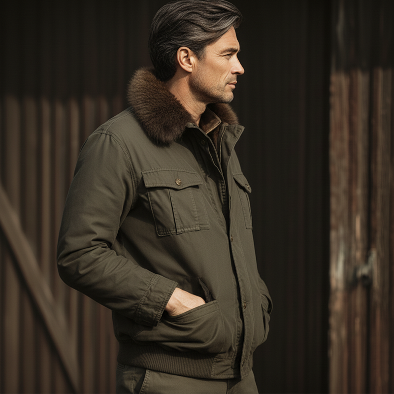 Men's Classic Winter Warm Faux Mink Lined Multi-Pocket Jacket MTA2658K3U