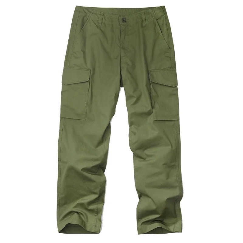 Men's Solid Color Cotton Straight Multi-pocket Cargo Pants MTA0744E9Z