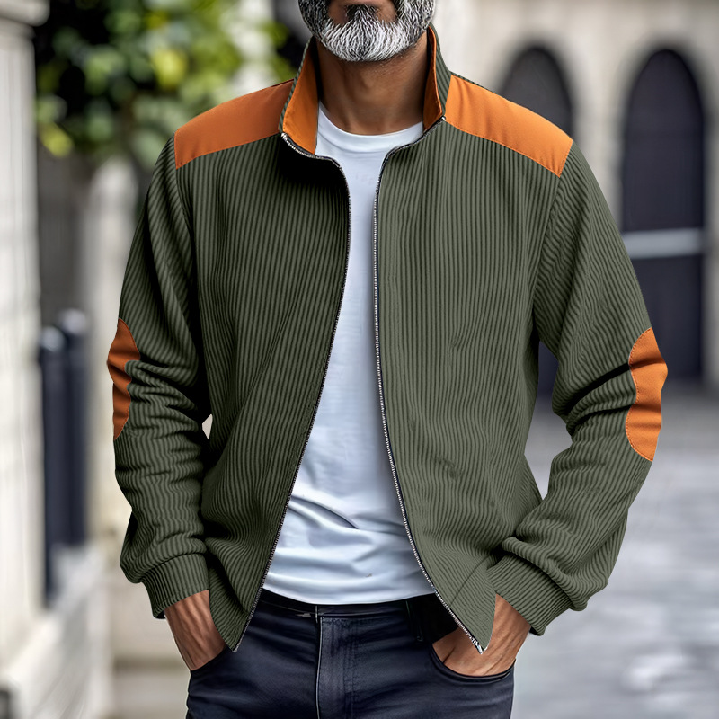 Men's Casual Thin Corduroy Patchwork Lapel Jacket MTA1862F1X