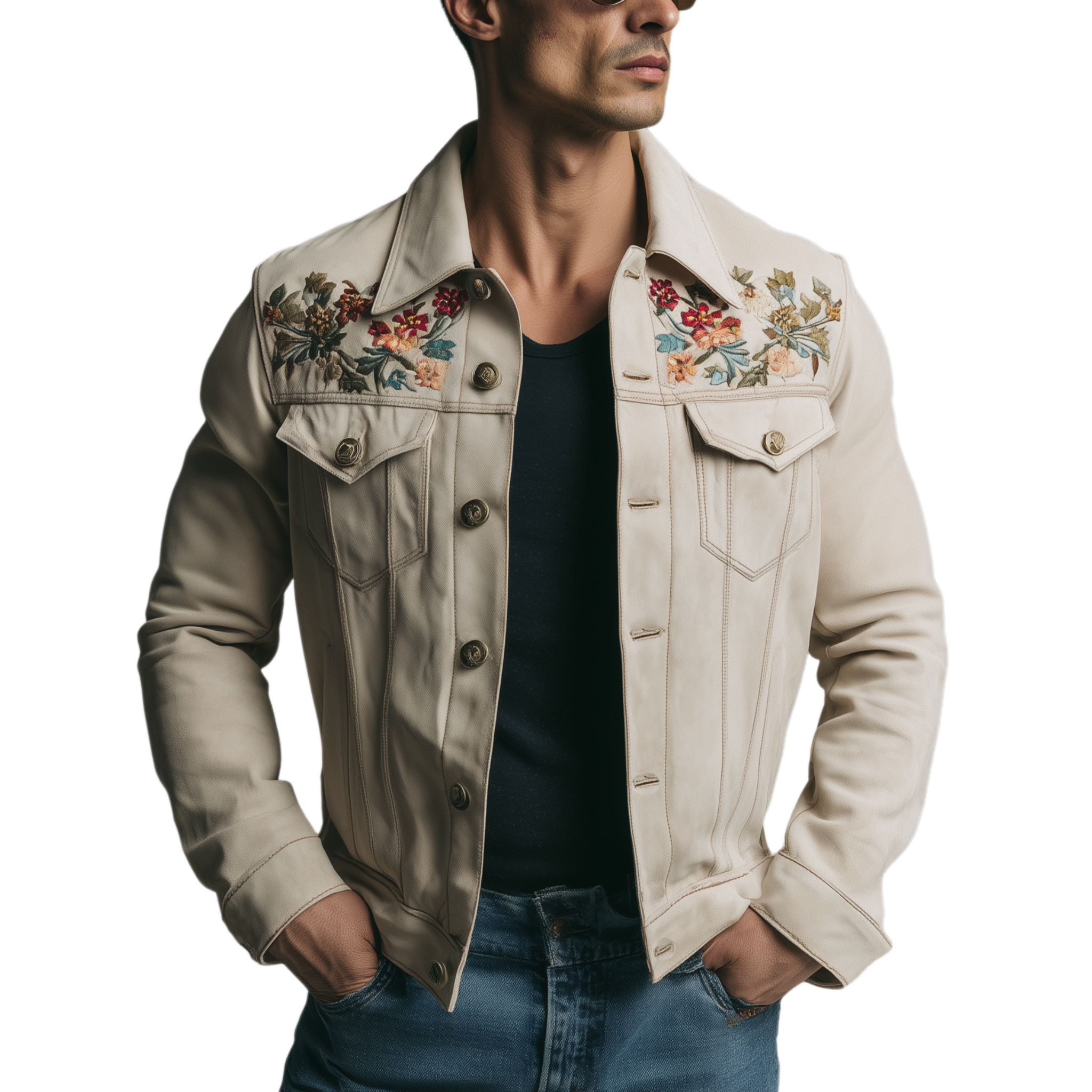 Men's Classic Casual Western Style Embroidered Suede Jacket MTA2069H6K