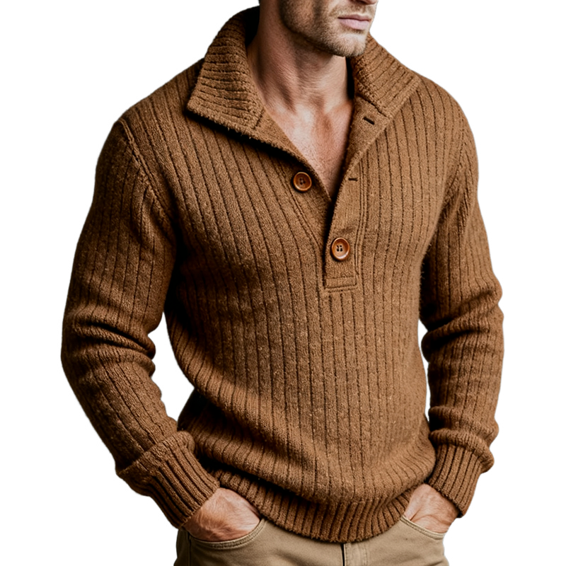 Men's Retro Casual Knitted Striped Lapel Pullover Sweater MTA1579J5TO