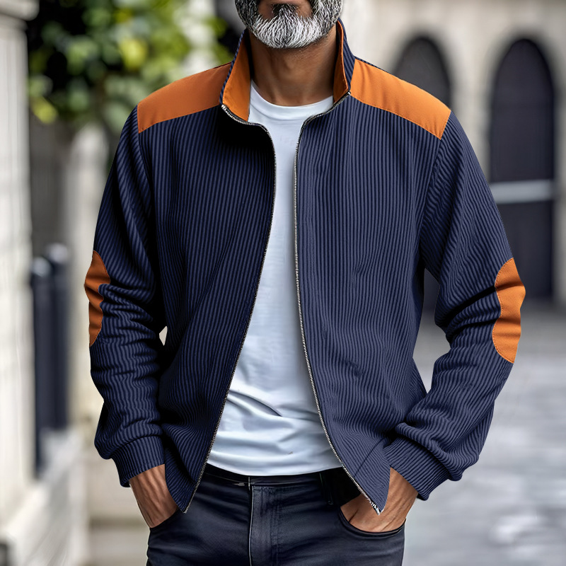 Men's Casual Thin Corduroy Patchwork Lapel Jacket MTA1862F1X