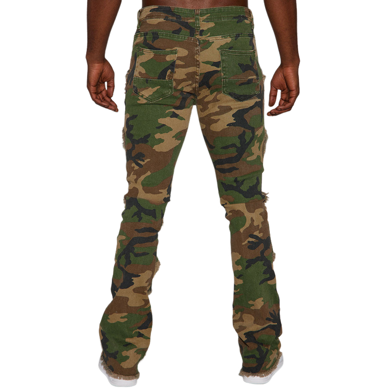 Retro Uformell Camouflage Raw Edge Cargo-bukser for menn 85310002F