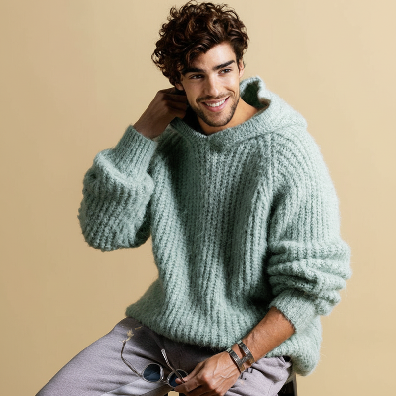 Men's Classic Casual Solid Color Knit Hoodie MTA1574J6U