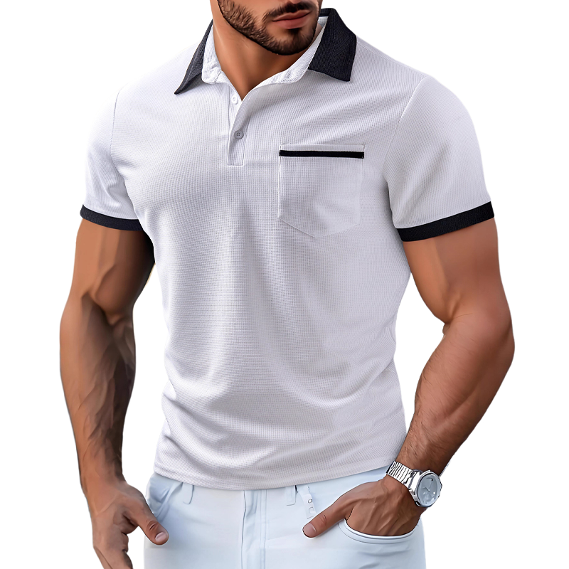 Men's Colorblock Waffle Short Sleeve Polo Shirt MTA2865G1X