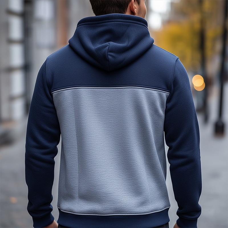 Men's Winter Retro Color Block Cotton Blend Hooded Sweatshirt MTA3071J1P