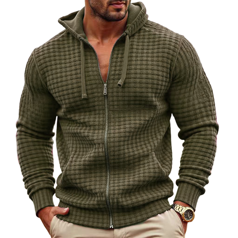 Men's Solid Color Loose Fleece Hooded Jacket MTA2560H3X