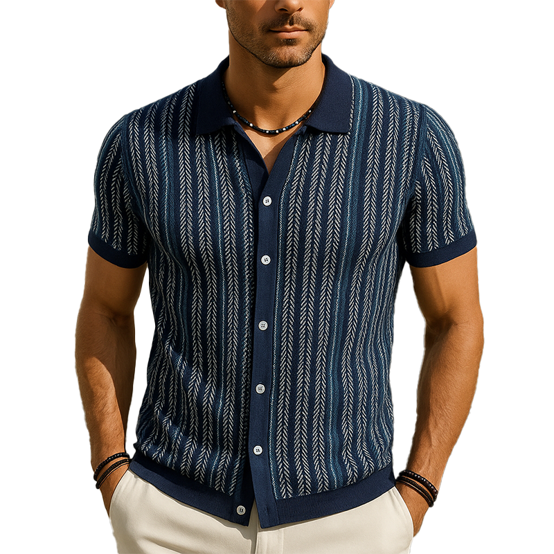 Men's Summer Fashion Knitted Short Sleeve Shirt MTA0788G4P