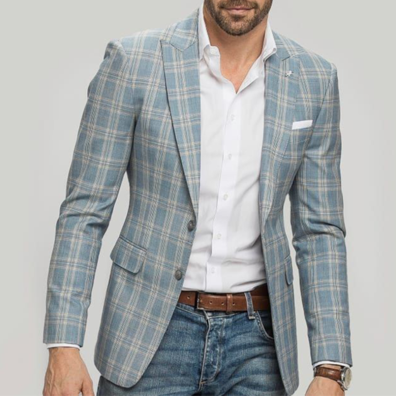 Men's Classic Casual Single-breasted Plaid Slim-fit Blazer 50535570K