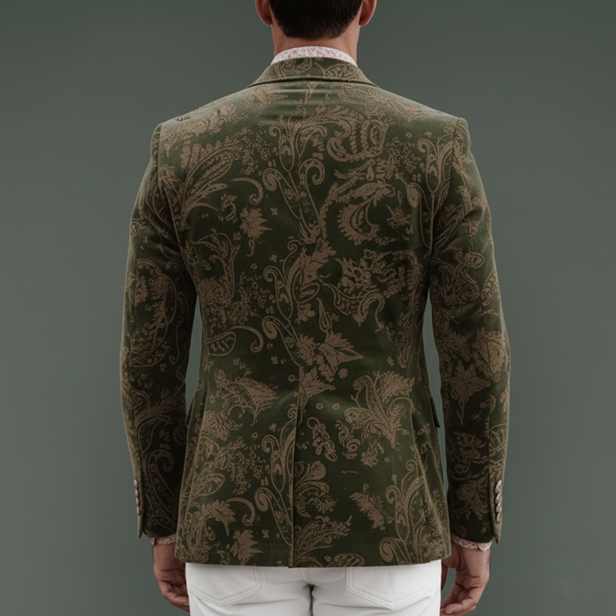 Men's Classic Vintage Faux Velvet Printed Single-breasted Blazer MTA1815L3K