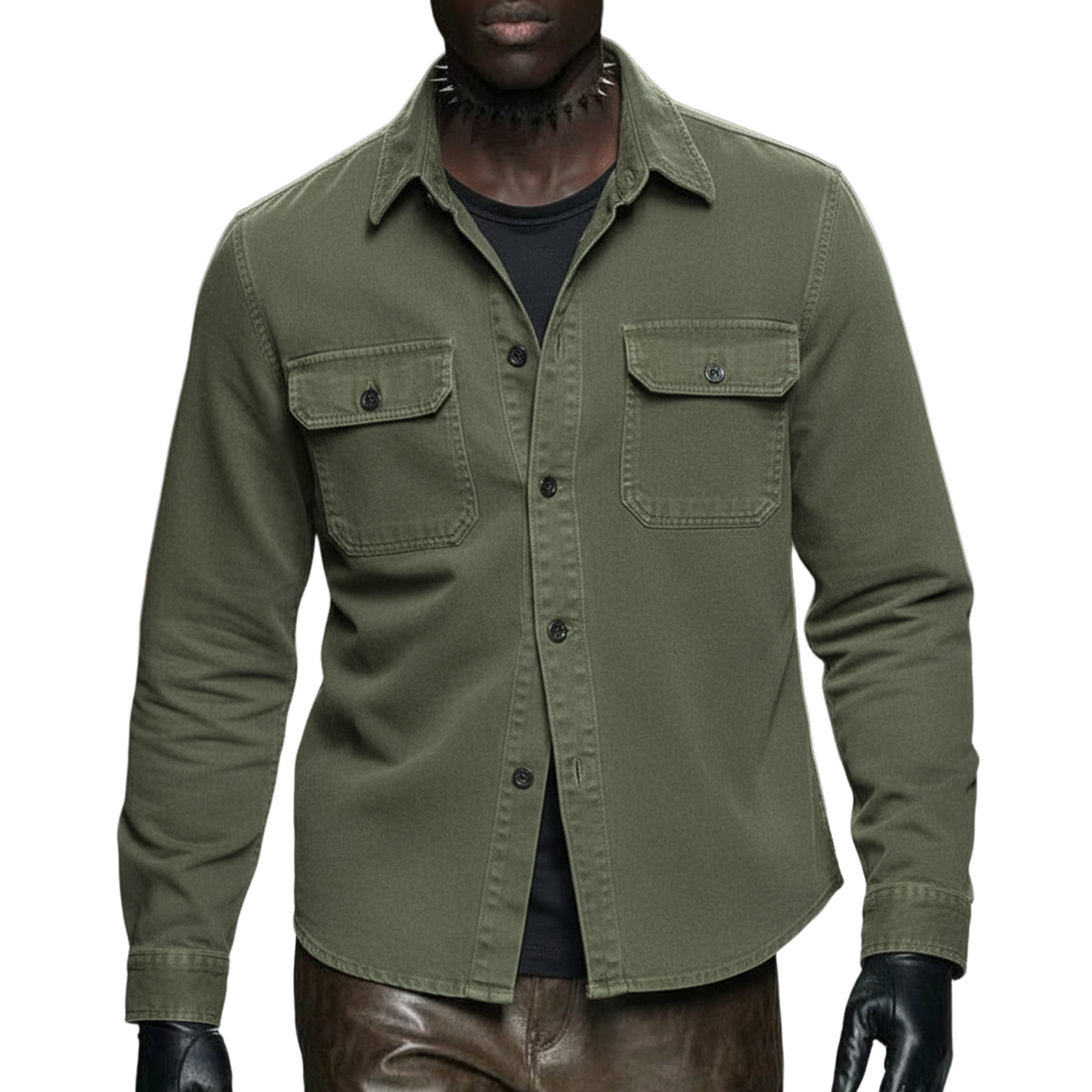 Men's Classic Casual Washed Cotton Blend Long-sleeved Shirt MTA3076L1K