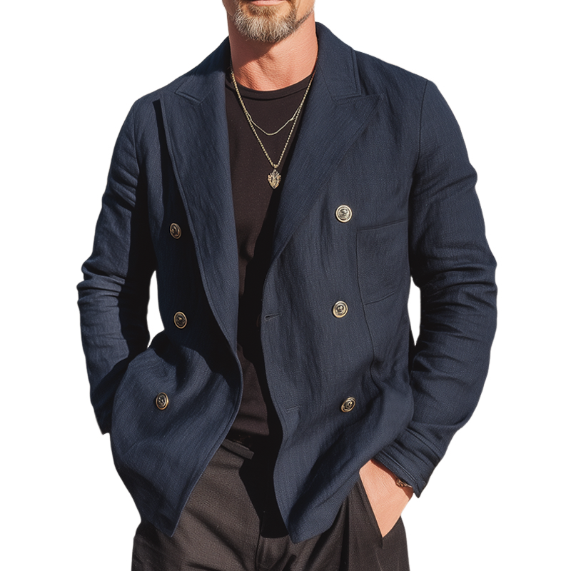 Men's Classic Navy Double-Breasted Blazer MTA1023I0U